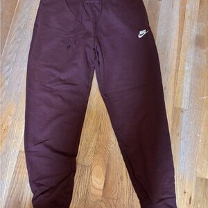 Nike Maroon Joggers with White Swoosh